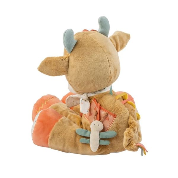 Aktivitetsdjur - Nattou - Ko Mila - 45 cm - Inbyggd ramsa - Bitt-ring - Spegel