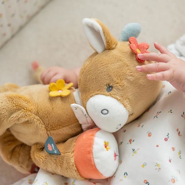 Aktivitetsdjur - Nattou - Ko Mila - 45 cm - Inbyggd ramsa - Bitt-ring - Spegel
