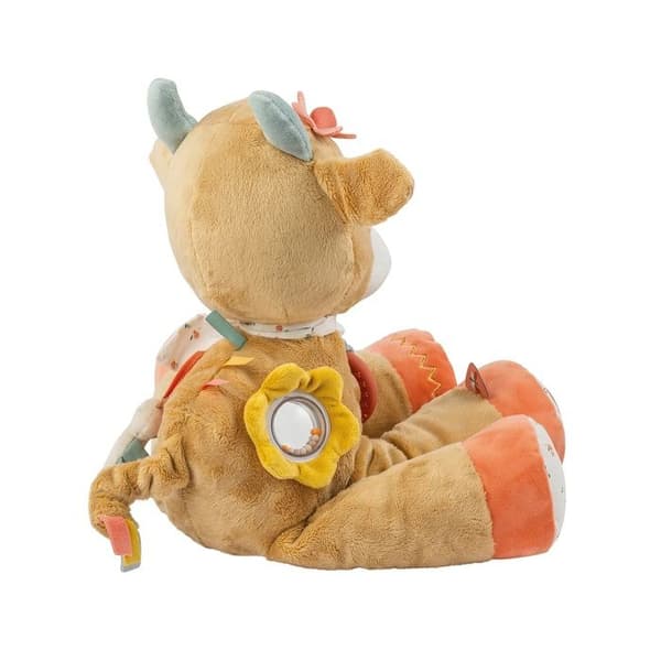 Aktivitetsdjur - Nattou - Ko Mila - 45 cm - Inbyggd ramsa - Bitt-ring - Spegel