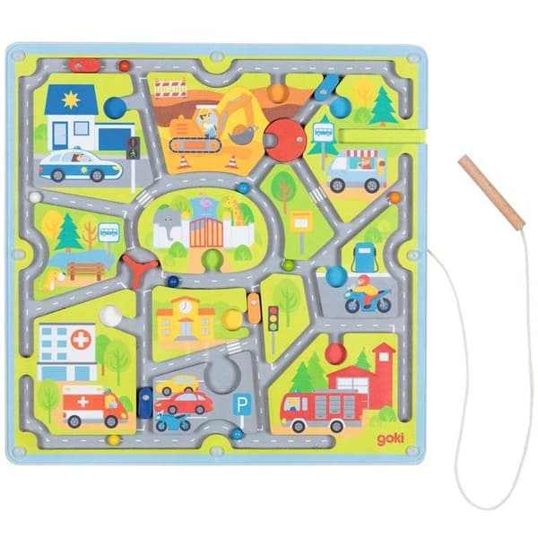 Spel för tidig inlärning - Goki - Magnetisk labyrint Liten stad - 3 år gammal - Trä - Blandat