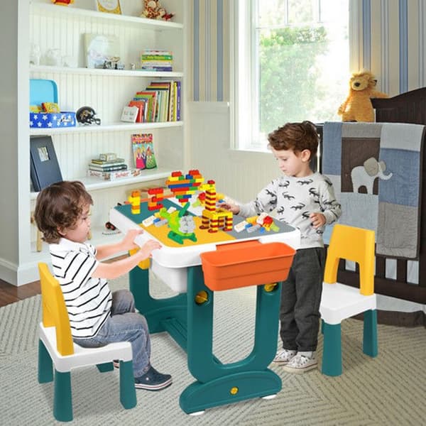 Aktivitetsbord - LARS360 - Multifunktionell - 1 bord + 2 stolar - 300 block - Säkert