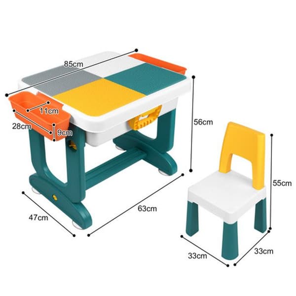 Aktivitetsbord - LARS360 - Multifunktionell - 1 bord + 2 stolar - 300 block - Säkert