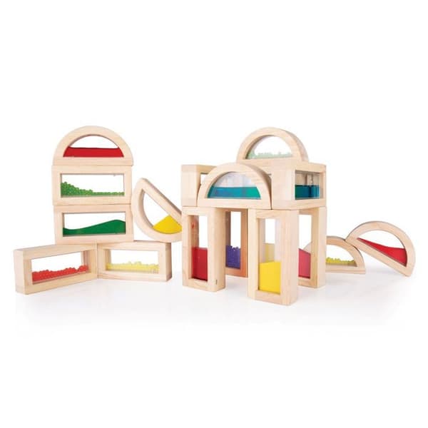 Utbildande spel - Guidecraft - 18 sensoriska block - 2 former - Sand, vatten, kulor - 18 delar