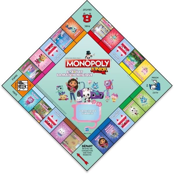 Brädspel - VINNANDE RÖTTER - Monopol Junior Gabby och det magiska huset - Barnversion Gabbys dockhus