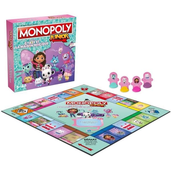 Brädspel - VINNANDE RÖTTER - Monopol Junior Gabby och det magiska huset - Barnversion Gabbys dockhus