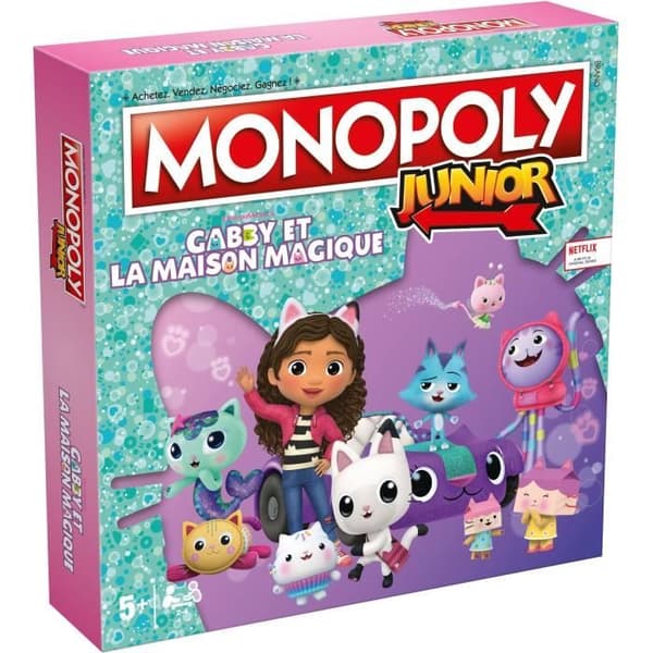 Brädspel - VINNANDE RÖTTER - Monopol Junior Gabby och det magiska huset - Barnversion Gabbys dockhus