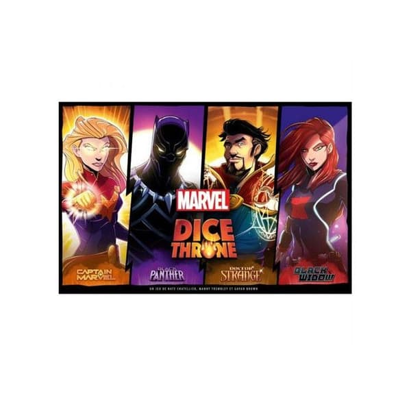 Lucky Duck Games Dice Throne Marvel Strategispel Black Panther, Captain Marvel, Black Widow, Dr Strange