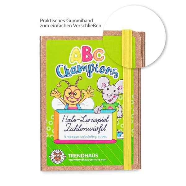 Trendhaus lärande spel - 956408 - ABC Champions Set med 6 träkuber för att lära dig att räkna med siffror