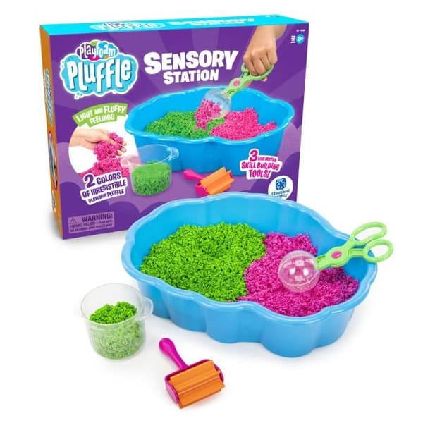 Sensoriskt bac - Playfoam - Sensorisk station Pluffle - 2 färger - 3 verktyg - Finmotorik