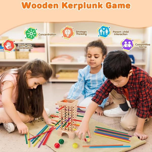 Montessorispel Träbrädspel - Spel för barn 3 4 5 6 år - Finmotorik och räknespel Familje- och resespel