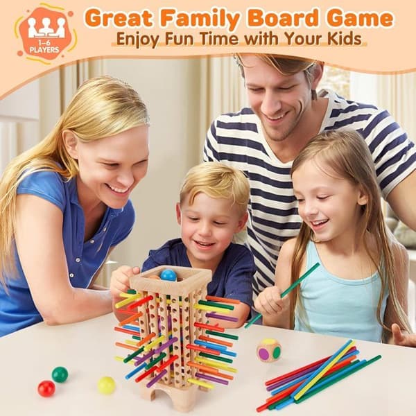 Montessorispel Träbrädspel - Spel för barn 3 4 5 6 år - Finmotorik och räknespel Familje- och resespel