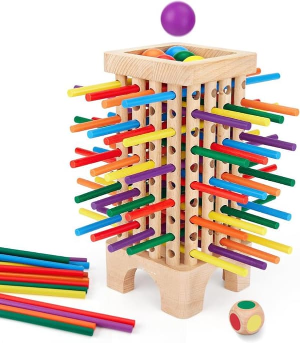 Montessorispel Träbrädspel - Spel för barn 3 4 5 6 år - Finmotorik och räknespel Familje- och resespel