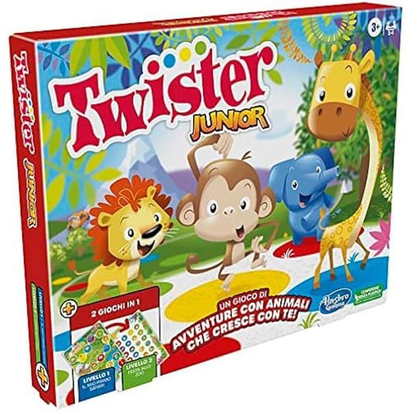 Twister Junior brädspel - HASBRO GAMING - Dubbelsidig lekmatta - 2 spel i 1