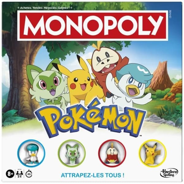Pokémon Monopol, Brädspel, 2-4 spelare, Spel för barn och Pokémon-fans, Ca. 45 minuter, 8 år gammal