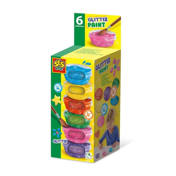 Tegningssæt SES Creative Glitter Gouache (6 enheder)