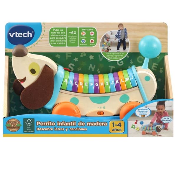 Aktivitetsbord - Vtech aktivitetsleksak - 80-615222 - Ekohund för barn i trä Upptäck bokstäver och sånger,