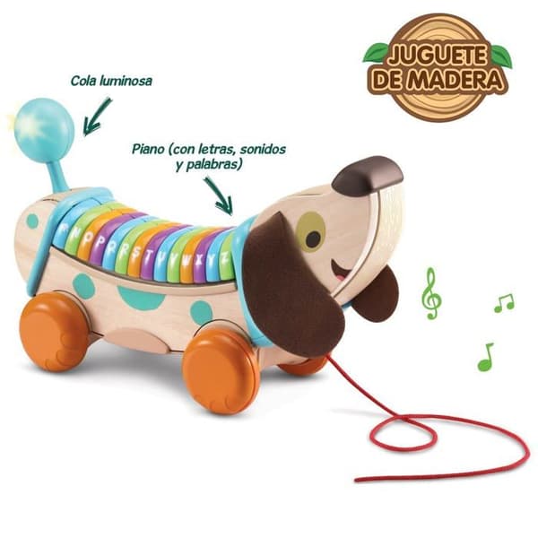 Aktivitetsbord - Vtech aktivitetsleksak - 80-615222 - Ekohund för barn i trä Upptäck bokstäver och sånger,