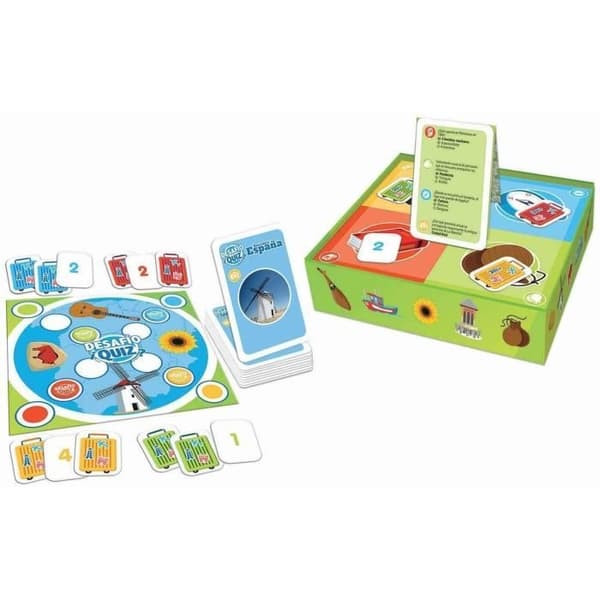 Educa Borrás Desafío Quiz Descubrir España, Juego de mesa familiar de 380 preguntas de historia, tra