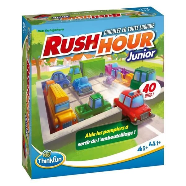 ThinkFun-Rush Hour Junior-Logikspel-Pussel-Trafikstockning-40 utmaningar 4 nivåer-1 spelare eller fler från 5 år gammal-Ravensburger-76604
