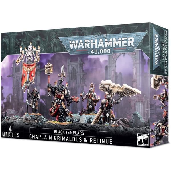 Figur - Games Workshop - Black Templars Chaplain Grimaldus - 40 delar - 4 figurer - Svart