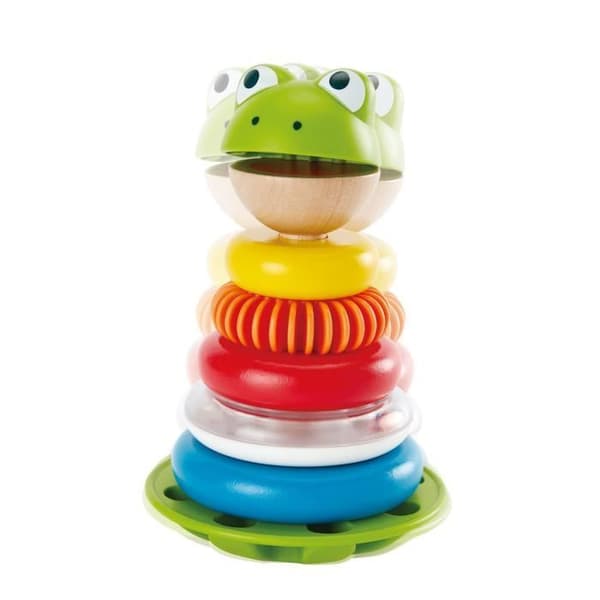 Staplingsleksak - HAPE - Mr. Frog - Färgade ringar - Med ljud - Blandat