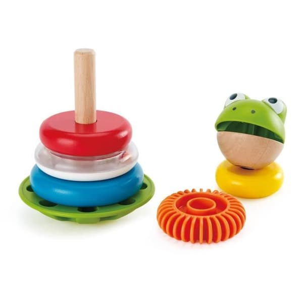 Staplingsleksak - HAPE - Mr. Frog - Färgade ringar - Med ljud - Blandat