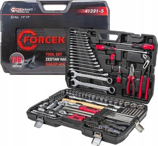 Forcekraft - FK-41391-5 - Verktygssats 1/4 och 1/2'' verktygssats 139 delar (4-32 mm) (6-kantig)