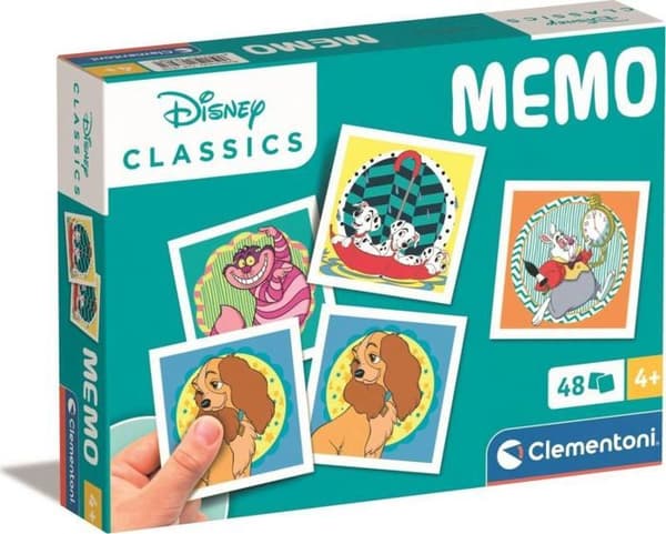 Memory Clementoni - 18308 - Utbildningsleksak Memo Pocket Disney Classics 48 Brickor - för Barn 4-6 År, Tillverkad i Italien