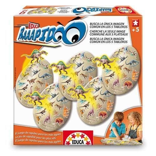 Sällskapsspel - EDUCA - Rapidoo dinosaurier - 5 kort, 32 illustrerade kort - 20 min