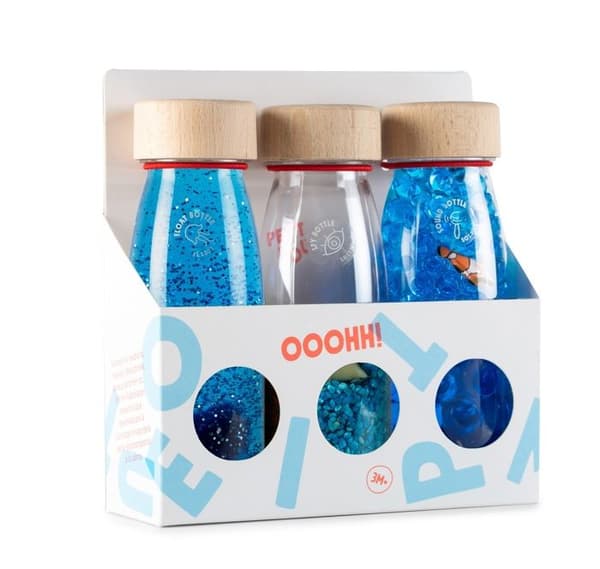 Sensory bottles - PETIT BOUM - Pack Serenity - Blå - Avkoppling - 12 månader och uppåt