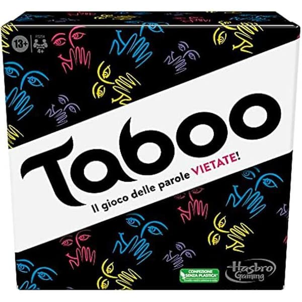 Hasbro Gaming Klassiskt tabuspel, festspel, ordspel för vuxna och tonåringar, gissningsspel för 4 spelare och