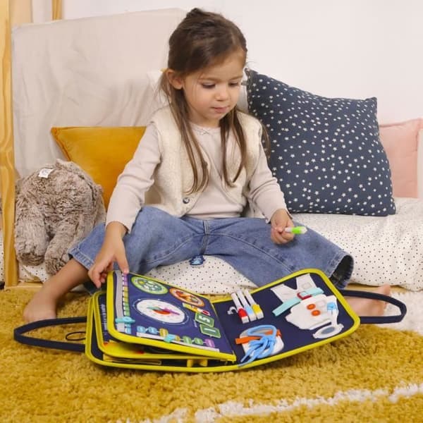 Space Activity Pouch - Montessori - JADE - Pedagogiskt spel - Resor - Sensoriskt - Barnspel - Fransk design