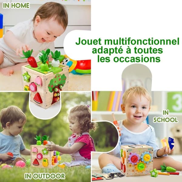 5 i 1 Aktivitetkub för Baby - Aktivitets- och Utvecklingsleksaker, 49 delar - Leksak Flicka 18 månader, Montessori 1-års Present Flicka Pojke