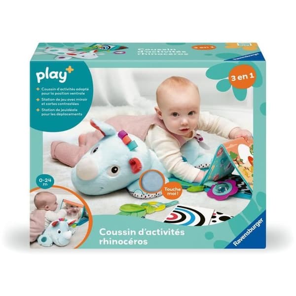Ravensburger play+, Aktivitetskudde - Noshörning, 0-12 månader, Första ålder, bebis