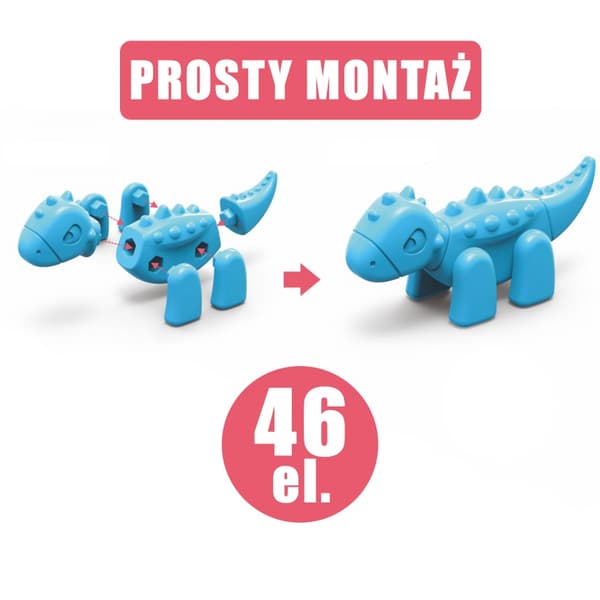 WOOPIE rakennussarja 2-in-1 dinosauruslautapeli + 46 kpl noppaa