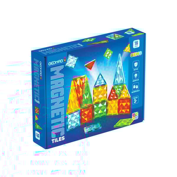 Geomag Magnetic Tiles Gems 16 kpl - luovaa leikkiä magneettisilla rakennuspalikoilla