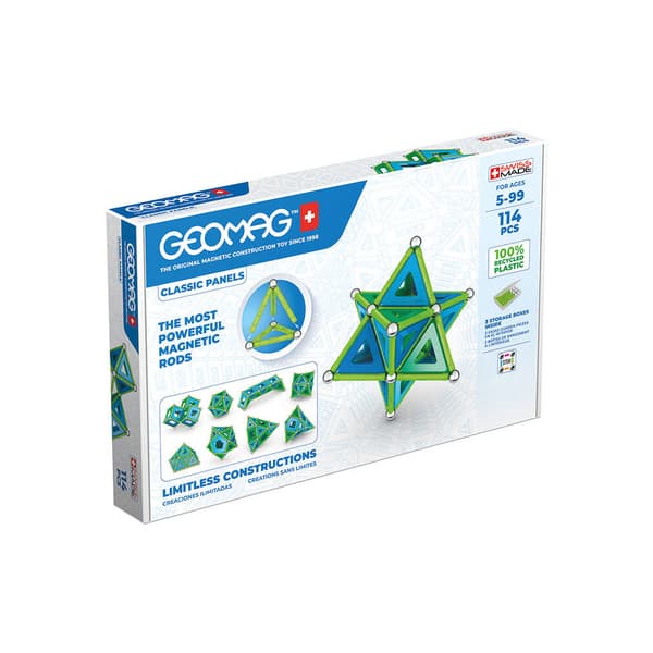 Geomag Magneettitangot Classic 114 kpl - luovaa rakenteluleikkiä magneettipaneeleilla