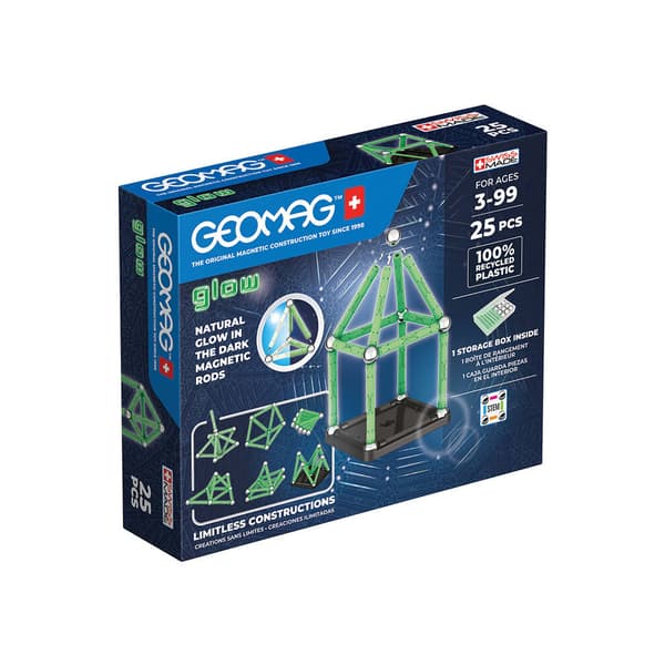 Geomag Magnetic Rods Glow 25 stykker - genialt magnetisk byggelegetøj