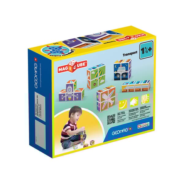 Geomag Magicube Printed Transport - magnetiske byggeklodser til små opdagelsesrejsende