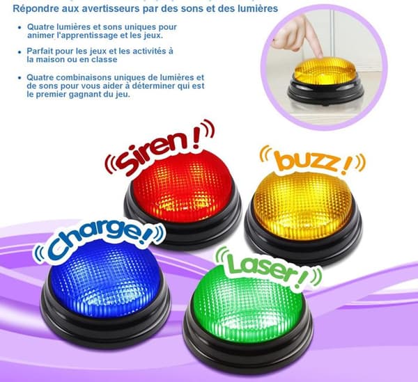4st Blind Test Summer - Trivia Game Buzzer - Ljud och ljus Summer - Barnens Game Show Rekvisita