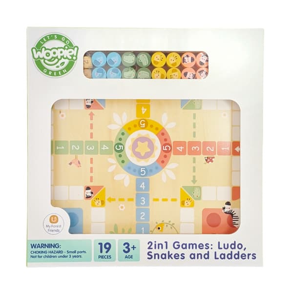 WOOPIE GREEN Brädspel Logik 2 i 1 Ludo Kinesiska + Befria Djuren