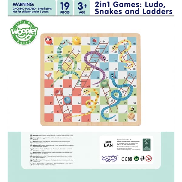 WOOPIE GREEN Brädspel Logik 2 i 1 Ludo Kinesiska + Befria Djuren
