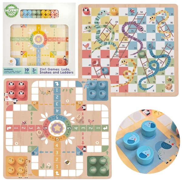 WOOPIE GREEN Brädspel Logik 2 i 1 Ludo Kinesiska + Befria Djuren
