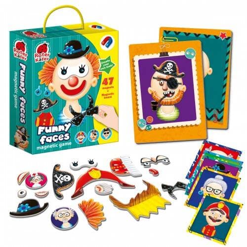 MAGNETISK SPIL FUNNY FACES KORT MAGNETER KARAKTER ROTER KAFER