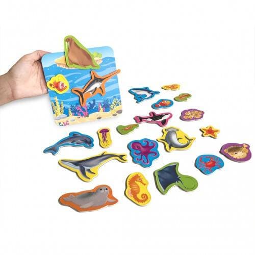 MAGNETISK SÆT SEA LIFE MED BOARD MAGNETER PUSLE ROTER KAFER