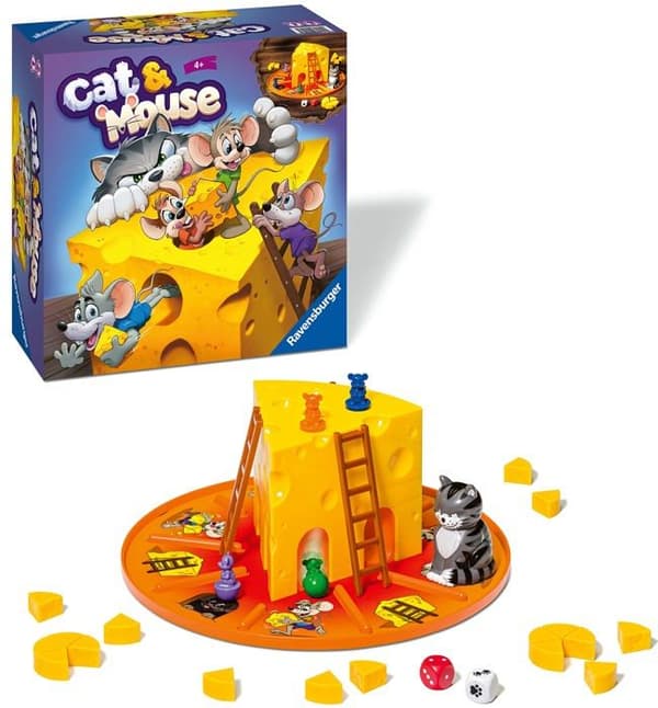 Ravensburger - 24558 - Brädspel Katt och Mus för Barn från 4 År - 2 till 4 Spelare - Gåvor för Barn
