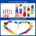 Miniatyrbild 4 av 6: Leksak Barn 3 År - 3 i 1 Trä Perle Trädgårdsleksak - Stapelbar och Trä Trådlek, Montessori Spel 2 År, Utbildningsspel 2 År