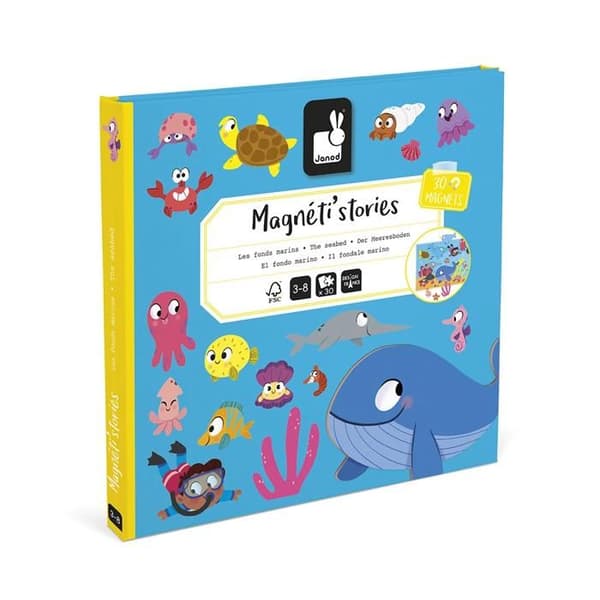 Magnéti'Stories Marinfond - Pedagogiskt Magnetspel 30 Magneter - Pappersleksak FSC för Barn - Från 3 År