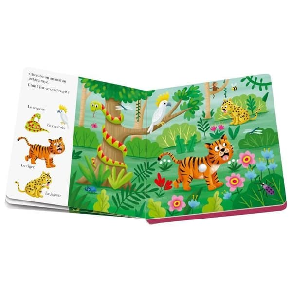 Ravensburger play+, Shh...vem är där? Djungeldjur, bok, första ålder, baby