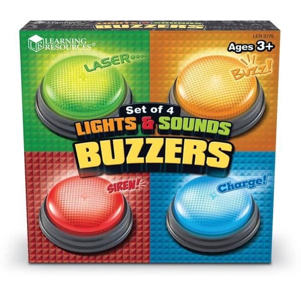 Utbildningsleksak - Learning Resources - QDZ1W - Set med 4 buzzers - Verkliga ljud - För barn från 3 år